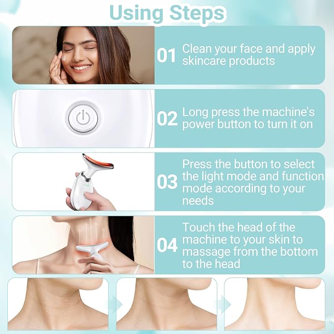 Oriflame Neck and Face Massager, Face Roller, Face Sculpting Skin Care Tool, Improve, Firm, Tightening and Smooth 3 Modes, White