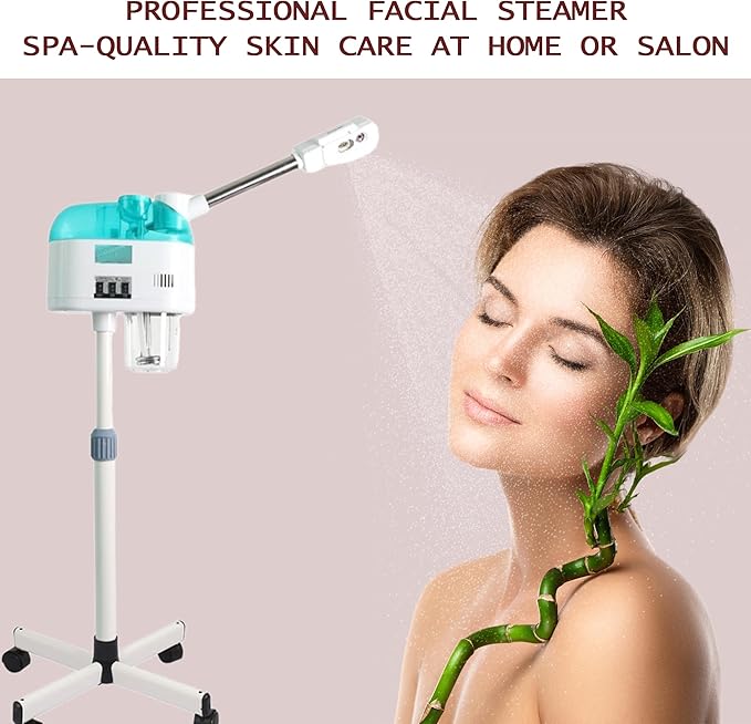 800W Nano Ionic Facial Steamer – Professional Home Spa Face Steamer for Deep Cleansing, Hydration & Sinus Relief | Fast Heating, Auto Shut-Off, Portable & Safe | US/AU Plug (White & Green)