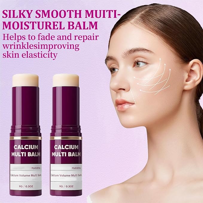 Calcium Multi Balm Stick, Calcium Volume Multi Balm, Moisturizer Stick, Korean Skin Care, Under Eye Cream for Dark Circles & Wrinkles, Hydrating, Firming Skin, Suitable for Eyes, Neck, Face (2)