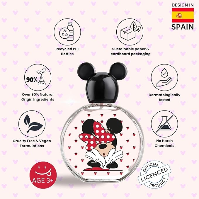 Minnie Mouse, Disney, Fragrance, for Kids, Eau de Toilette, EDT, 3.4oz, 100ml, Perfume, Spray, Made in Spain, by Air Val International