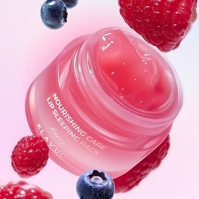 Klavuu Lip Mask Sleeping Pack (0.7oz) – Overnight Deep Hydrating Korean Lip Balm Treatment for Very Dry, Chapped Lips | Lip Lightening & Plumping with Instant Hydration (Berry + Vanilla)