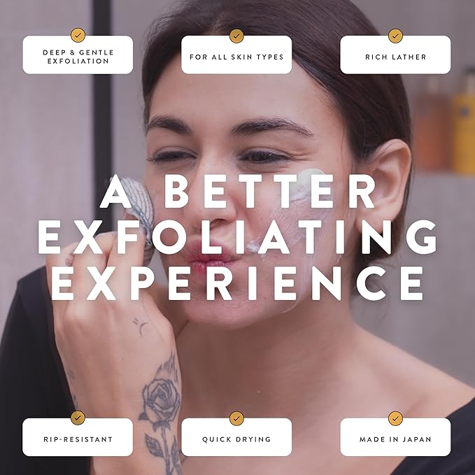 GOSHI Exfoliating Complexion Pads - Reusable, Rapid-Drying, Soft Exfoliating Face Scrubber for All Skin Types - Green - Made in Japan