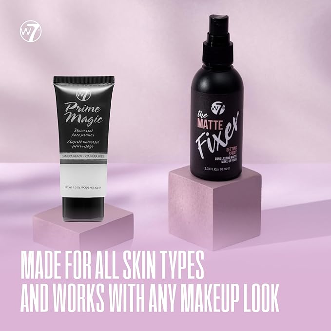 W7 Prime Magic & The Fixer Matte Set - Makeup Primer & Setting Spray Duo for a Smooth, Matte Finish - Pore Minimizer & Shine Control - Quick-Drying, Non-Sticky - Vegan & Cruelty-Free