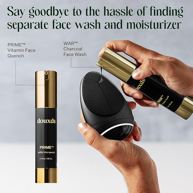 douxds The Basics Set, WAR™ Charcoal Face Wash and PRIME™ Vitamin Face Quench Duo, Face Wash for Oily Skin, Men Skin Care Kit, Razor Bumps, and Acne Treatment, Men’s Skin Care Products