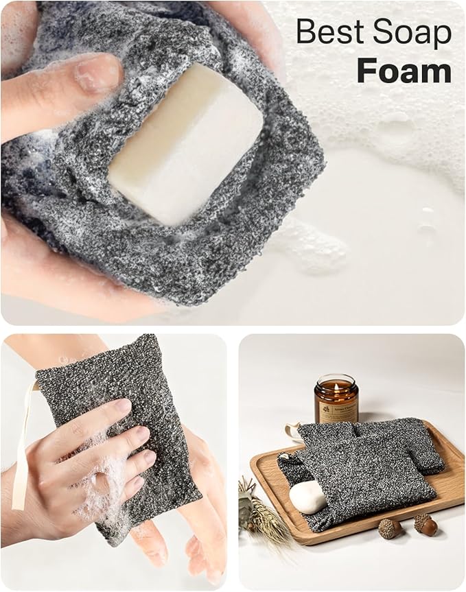 Yiclick Soap Savers for Bar Soap, Soap Bags for Soap Bars, Soap Loofah Pouch, Bar Soap Holder for Shower Bath, Soap Loofah Sponge, Soap Mesh Net Sock Exfoliating Body Scrubber Washcloth Cloth