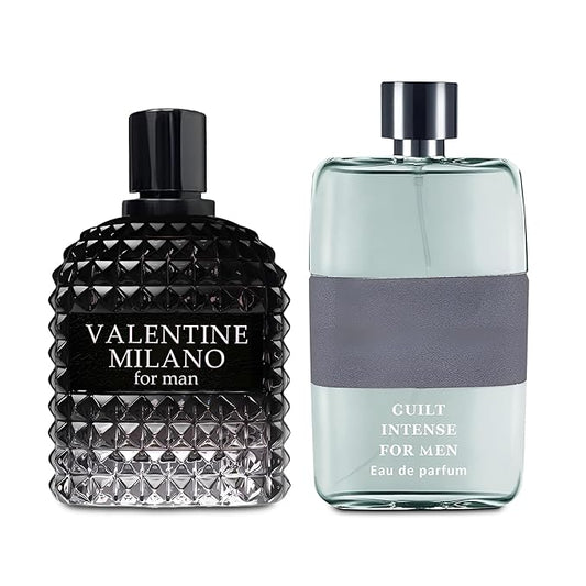 Valentine Milano/Guilt Intense 2PCS Eau De Toilette for Men-Fresh, Romantic Scent Perfume for Men 3.4 Fl Oz Each Mens Cologne For All Skin Daily Used