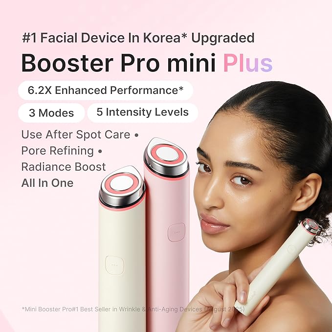 medicube Booster Pro Mini Plus | Facial Device for Radiance, Calming, and Elasticity | Red, Blue, Purple 3-Mode | Portable Korean Skincare Device, At Home Care | Beige