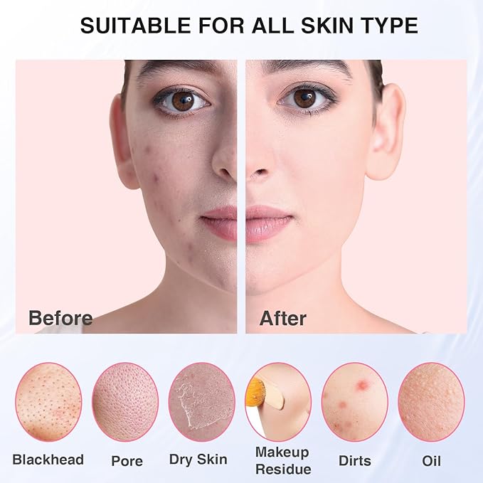 5 Modes Silicone Face Scrubber, Waterproof Face Scrubber Exfoliator for Men & Women, Rechargeable Electric Facial Cleansing Brush for Deep Cleansing, Exfoliating, Massage (Pink)