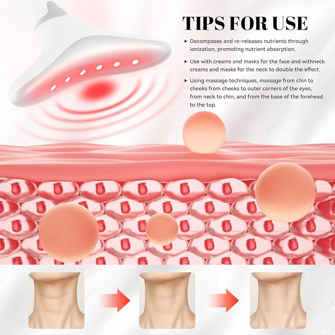 Facial Sculptor with Red Light Therapy, Microcurrent & Vibration Massager, Portable Anti-Aging Device for Face and Neck Care, Wrinkle Reducer Face Lift Tool (White) – Valentine’s Gift