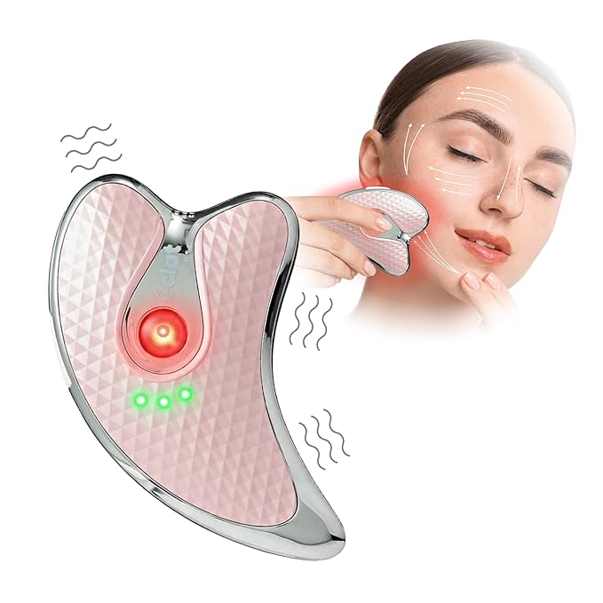 Éclat Gua Sha Facial Massager for Lymphatic Drainage, Face, Neck & Body Scraping Tool, Heated Electric Portable Face Lift Beauty Device, Jawline Shaper, Double Chin Reducer for Firming & Contouring