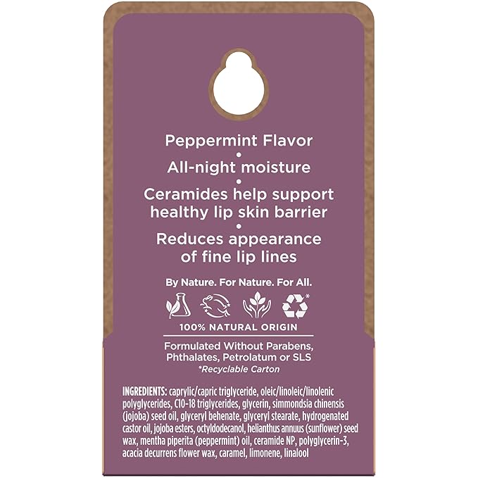Burt's Bees Original Overnight Intensive Lip Treatment, Moisturizing, Restorative, Reduces Fine Lines, Vitamin E, Ceramides Oils, Natural Origin Lip Care, 0.25 Oz.