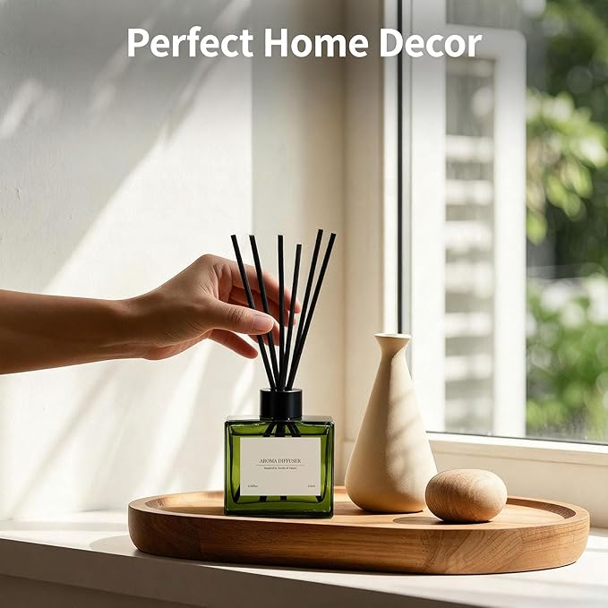 Reed Diffuser, 4 oz Earthy Sandalwood Scent Diffuser with 7 Sticks, Long Lasting Reed diffusers for Home, Elegant Fragrance for Bathroom Bedroom Office Decor, Air Fresh