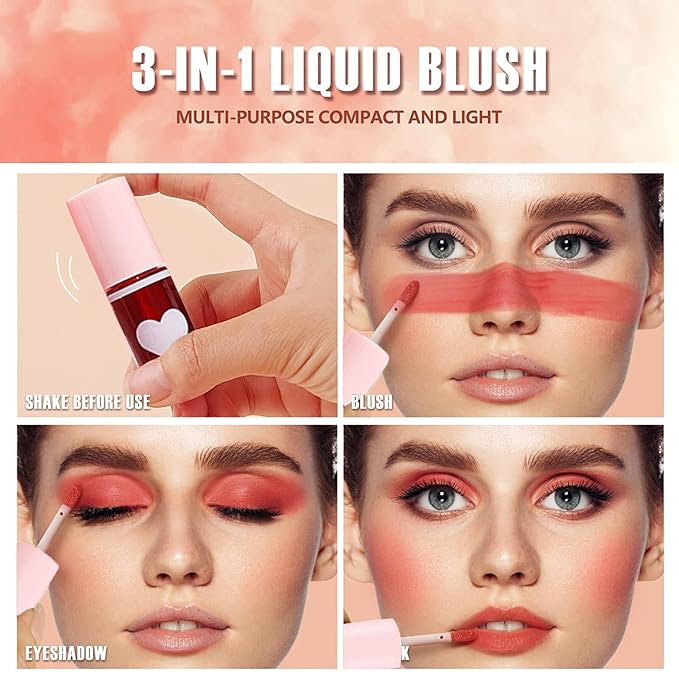 Eakroo 6 Colors Lip Tint Stain Mini Liquid Lipstick, Korean Lip Gloss for Women, Liquid Blush, Lip Plumper Gloss, Lip Makeup, Non-Stick Cup, Lightweight, High Pigment, Long-Lasting, Vivid Color