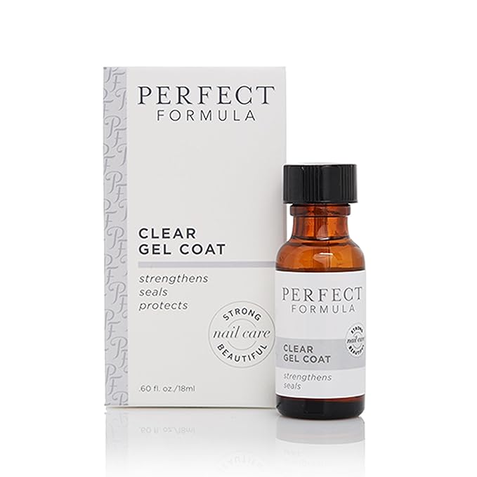 Perfect Formula Clear Gel Coat - Nail Strengthener, Keratin Treatment, Clear Nail Polish - Strengthener for Damaged Nails - Made In The USA .60 fl oz.
