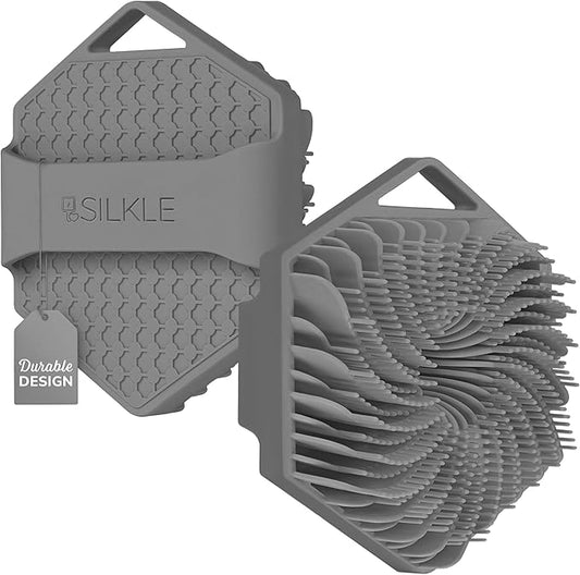 Silicone Body Scrubber - Exfoliating Bath Brush and Skin Cleanser - Shower Sponge for Gentle Body Scrub and Wash - Silicone Scrubbing Care Tool for a Refreshed and Renewed You - Gray