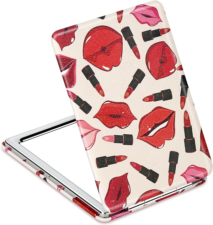 Quality Vanity Compact Makeup Mirror for Girls Women, Stylish Slim Travel Cosmetic Mirrors for Pocket Purse Wallet Handbag, Portable Magnifying Handheld Small Mirror Foldable Cute Lightweight