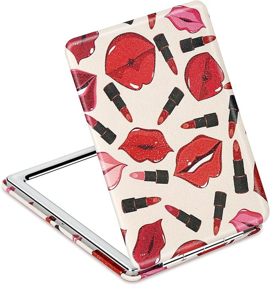 Quality Vanity Compact Makeup Mirror for Girls Women, Stylish Slim Travel Cosmetic Mirrors for Pocket Purse Wallet Handbag, Portable Magnifying Handheld Small Mirror Foldable Cute Lightweight