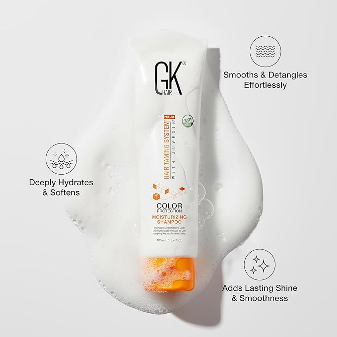 GK HAIR Shampoo &Conditioner set,Travel Size-Curly Hair Shampoo & Conditioner For Color Protection-Made with Aloe vera,Parki Butter-Free of Parabens Phthalates & Sulfate Free (3.4 Fl Oz)