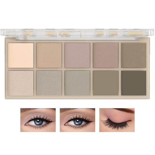10 Shades Nude Matte Eyeshadow Palette,Shimmer Naked Eyeshadow Palette,Eye Shadow Palette Natural Flash Waterproof Durable Smoked Professional Makeup Palette With Brush 04