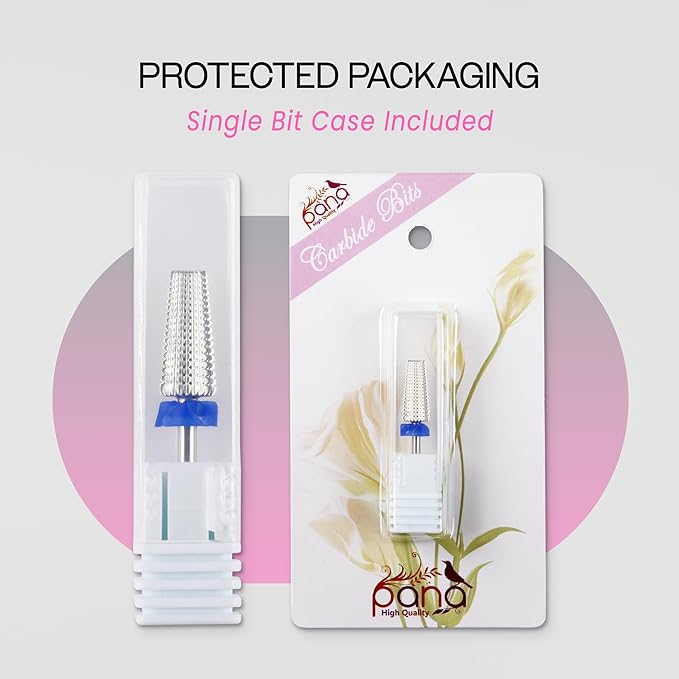 PANA Nail Carbide 5 in 1 Bit - Two Way Rotate use for Both Left and Right Handed - Fast remove Acrylic or Hard Gel - 3/32" Shank - Manicure, Nail Art, Drill Machine (Medium - M, Silver)