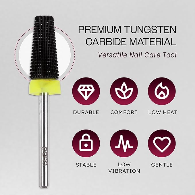 PANA 3/32" Shank 5-in-1 Nail Carbide Bit - (Triple Coarse - Extra Fine Grit, DLC Black) - Two Way Rotate use for Both Left and Right Handed Fast remove Acrylic or Hard Gel Machine