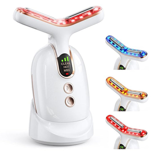 Red Light Therapy for Face, 3 Mode Face Massager Tool with Heating Vibration for Skin Care, Wrinkle Reducer Facial Massager to Soothe and Relax Skin, Micro-Current Face Beauty Device (AM-810B)