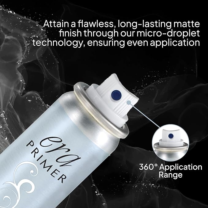 ERA Beauty Essentials Airbrush Makeup Collection (Era Face spray on Foundation - R6 Ginger + Era Primer + Sponge)