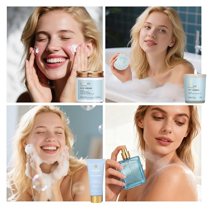 25 Pcs Bath & Body Gift Set for Women, Skin Care Kit, Spa Gift Basket, Self Care, Facial Sheet Mask, Perfume, Cosmetic Bag, Serum, Necklace, Bath Bomb, Christmas, Valentine's, Birthday, Mothers Day