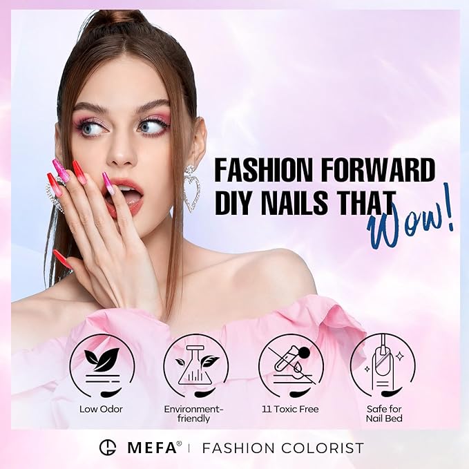 MEFA Color Changing Gel Nail Polish Set 6 Colors, Temperature Mood Changed Glitter Blue Pink Purple Red Orange Ombre Soak Off Nail Art Design Kit Manicure Home DIY Gifts for Women Girls