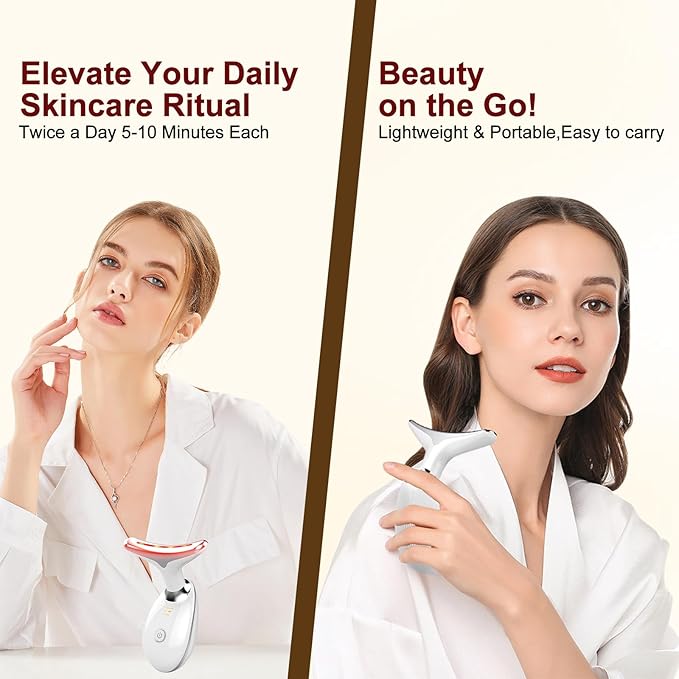 Face Beauty Device, 7 Color Multifunctional Facial Massager, Portable Face Massager Tool for Skin Care, Firming, Smoothing, Glossy White