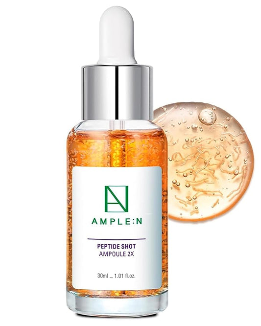 AMPLE:N Peptide Shot 2X Ampoule – Intensive Age Defying Concentrate Face Serum with Peptide Threads – Erasing Wrinkles and Improve Firmness – Lifting Sagging Skin – Plump, Repairs Skin, 1.01 fl.oz.