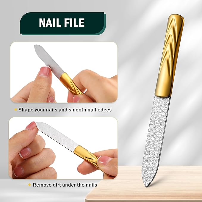 FVION Ergonomic Seniors Toenail Clippers, Curved Head Toe Nail Clippers for Thick Nails with Nail Catcher and Metal Nail File, Precision Nail Care Tool for Easier Trimming (Gold)