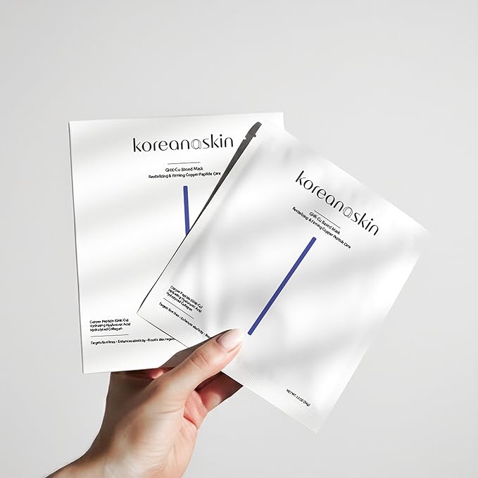 GHK-Cu Copper Peptide Hydrogel Face Mask Anti-Aging Collagen Booster for Skin Repair, Firming, Fades Acne Scars & Redness. K-Beauty Sheet Mask Treatment