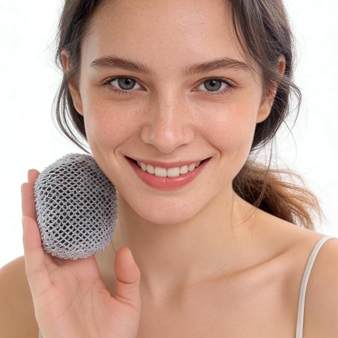 2 Pcs African Net for RamPula Face Scrubber, Facial Exfoliation Sponge Exfoliating Shower Scrubber Skin Smoother, Nylon African Face Sponge Net Great for Daily Use - White