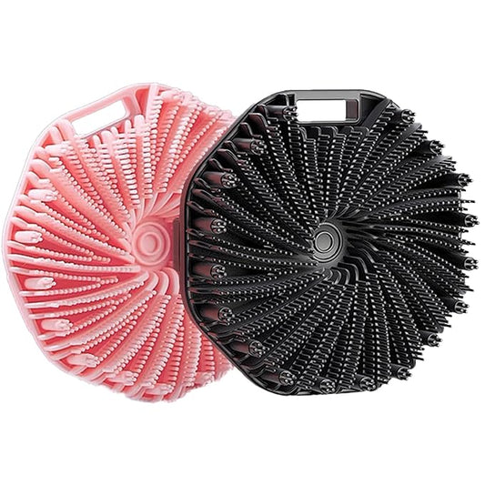 Silicone Body Scrubber, Exfoliating Body Scrubber for Sensitive Skin, Non-Slip Shower Scrubber for Body, Silicone Body Brush for Showering, Charcoal, Effective Showering Exfoliation, Gentle Massage