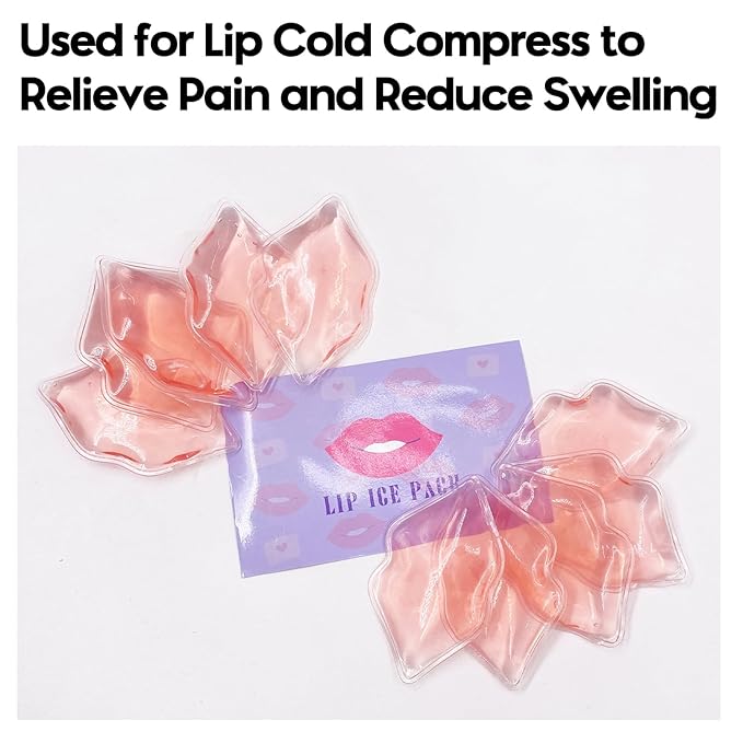Lip Ice Pack for Cosmetic (10 PCS) - Reusable Lip Shape Ice Packs to Relieve Pain and Reduce Swelling