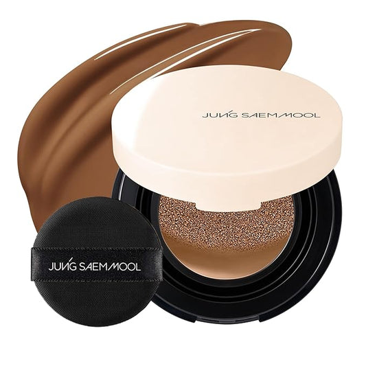 JUNG SAEM MOOL [ Mini ] Essential Skin Nuder Cushion Mini 38N Saddle Brown 0.17 Fl Oz, Natural Radiant Finish Cushion Foundation with Buildable Coverage, Lightweight Texture, Korean Foundation Makeup