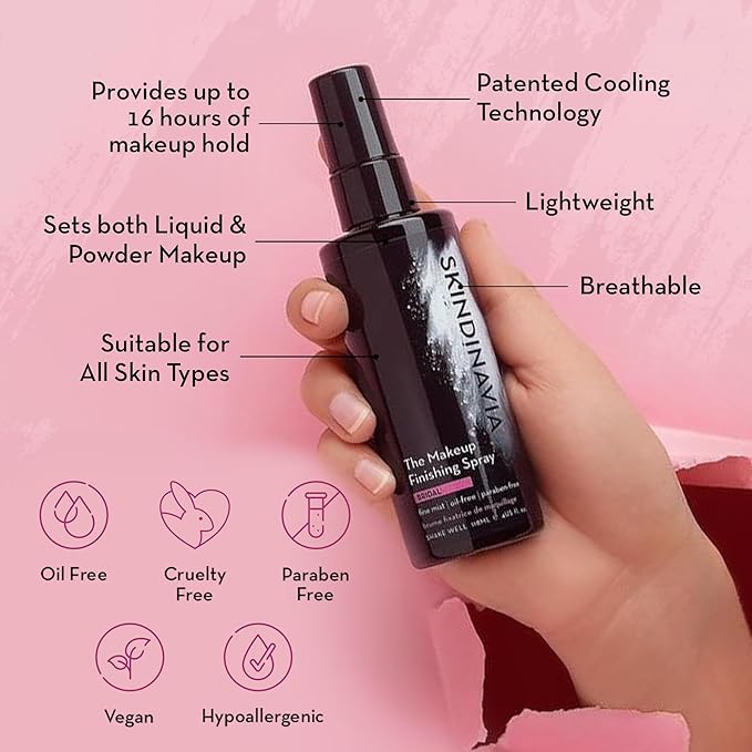 Skindinavia The Makeup Finishing Spray, Classic Makeup Setting Spray, All-Day Wear, Long-Lasting Up to 16+ Hours, Heat-Resistant & Waterproof, Cooling Fine Mist, 4.0 Oz
