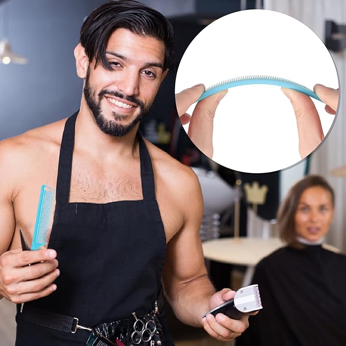 Long Steel Pin Rat Tail Combs Set: 3 Pieces Teasing Hair Combs for Salon Stylists - Includes Metal Parting Combs for Women (Blue)