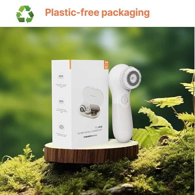 Face Scrubber with 3 Brush Heads & 2 Speeds - Deep Cleaning, Exfoliating, and Massaging for All Skin Types - Facial Cleansing Brush Includes Silicone Head, Travel Case & Free-Plastic Packaging