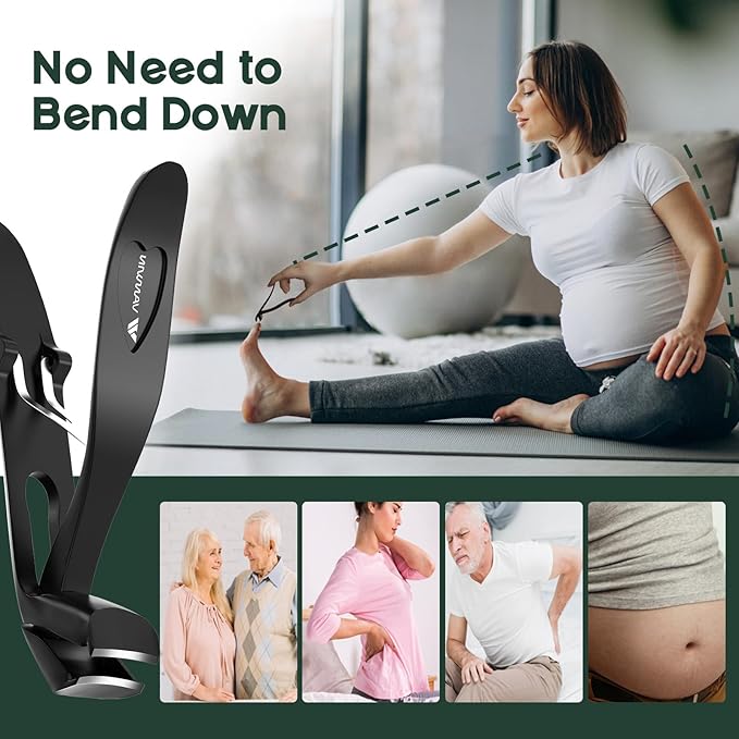 Angled Head Nail Clippers for Seniors, Ergonomic Toenail Clippers for Thick Nails with Wide Jaw Opening, Premium Steel Nail Cutter Nail Clippers with Catcher for Men and Women Black