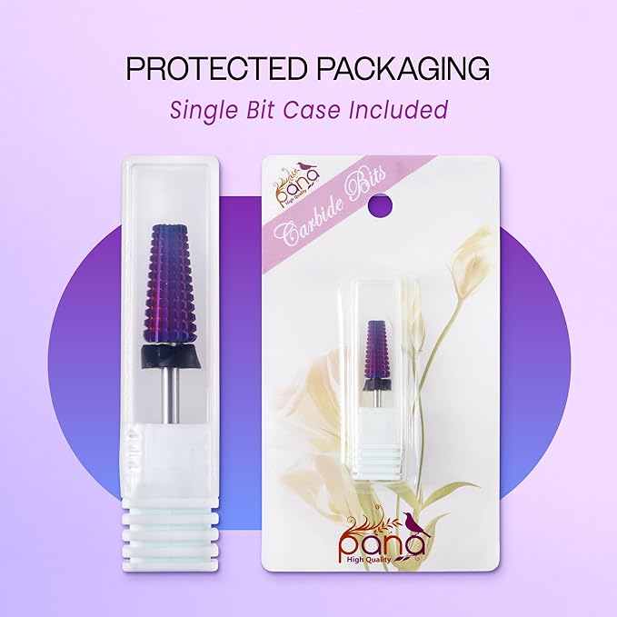 PANA 3/32" Shank 5-in-1 Nail Carbide Bit - (Triple Coarse - Extra Coarse Grit, Purple) - Two Way Rotate use for Both Left and Right Handed Fast Remove Acrylic or Hard Gel Machine