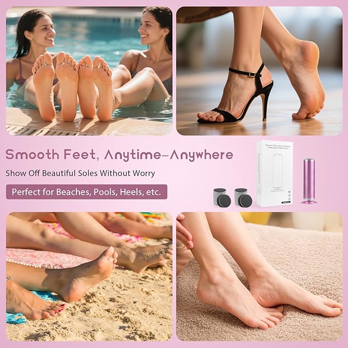Electric Foot Callus Remover with 60pcs Sandpaper Discs, 4.8IN Aluminum Foot File for Dead Skin and Cracked Heels, 800RPM Professional Pedicure Tool for Home Spa Use
