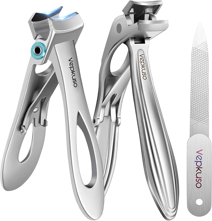 Toenail Clippers & Nail Clippers Set for Seniors - Heavy-Duty Long Handled Toenail Clippers for Thick Toenails, Men & Women | Hygienic Manicure Set | Gift Idea
