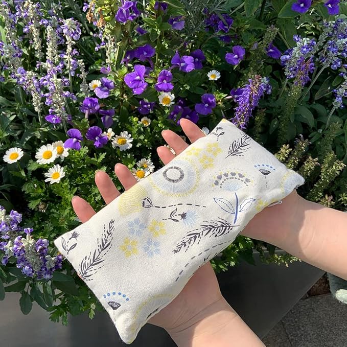 Lavender Eye Pillow for Relaxation, Yoga, Sleep – Weighted Eye Mask for Headache, Sinus, Aromatherapy Moist Heat Compress, Meditation Accessory, Relaxation Gift for Women (Blue)