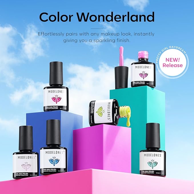 modelones Gel Nail Polish Set, 6 Colors Pastel Mint Purple Light Pink Gel Polish Rainbow Bright Neon Green Blue Hot Pink Nail Polish Soak Off LED Manicure Salon DIY Starter kit Gift