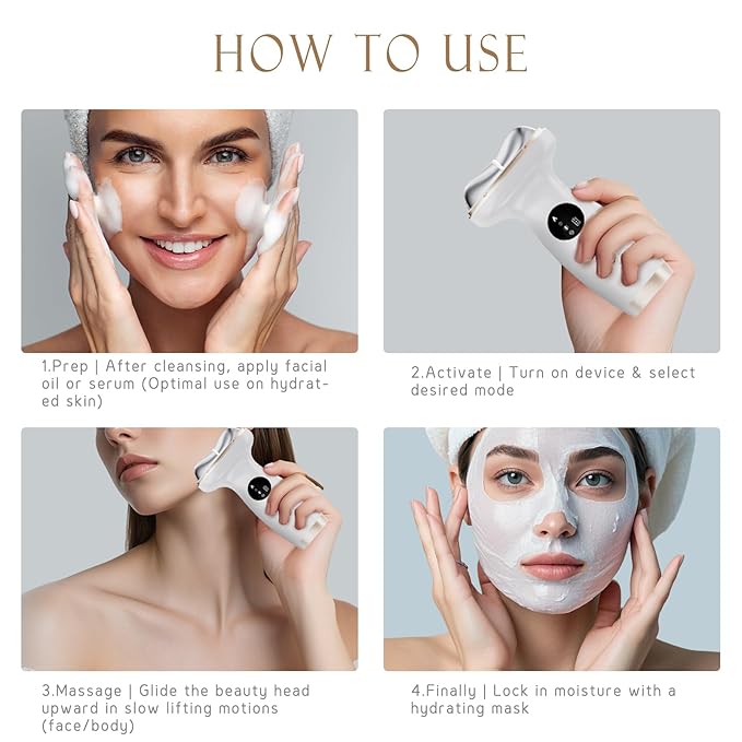 Electric Gua Sha Facial Tool 7 in 1 Hot & Cold Face and Neck LED Beauty Massager, Vibration Pulse Mode for Skin Care, Lymphatic Drainage Anti-Aging & Wrinkles Face Lift Device Gift for Mom