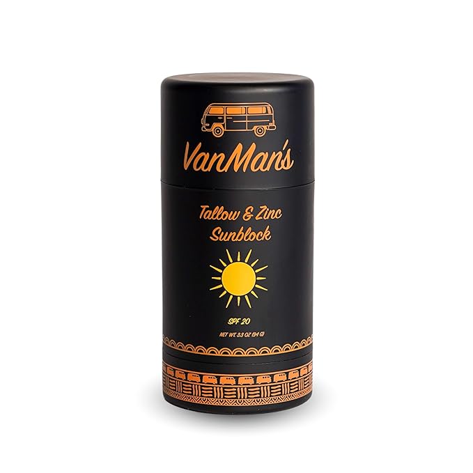 Vanman Tallow and Zinc Sunblock Stick - Mineral Sunscreen with Non-Nano Zinc Oxide - Sunstick Made with Grass Fed Beef Tallow for Face & Body Protection - 3.3 ounce