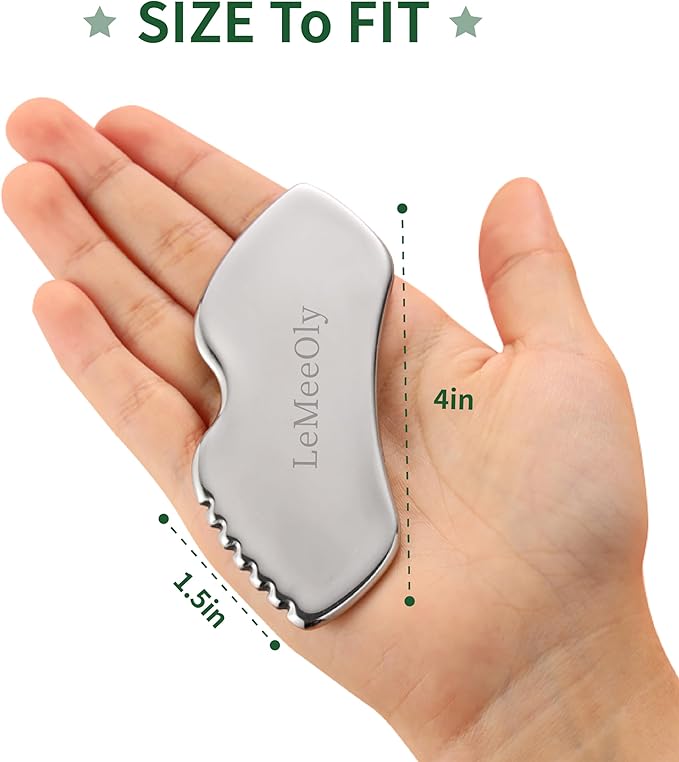 Gua Sha Facial Tools Stainless Steel & Compressed Facial Sponges, Detail Metal GuaSha and Natural Spa Sponges for Facial Cleansing Skin Care，Guasha Stone Face Sculpting Tool for Tighten Skin Daliy Use