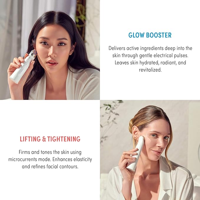 KISS NEW YORK GLOWNIC27 Facial Beauty Device, Microcurrent Glass Glow Skin Booster for Enhancing Korean Skin Care Absorption and Ability to Lift, Improves Hydration Barrier, Elasticity, Even Tone